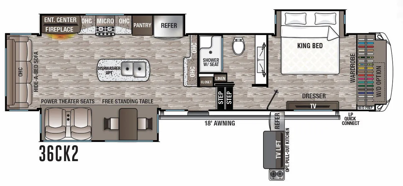Forest River Cedar Creek Hathaway Edition 36CK2 floor plan