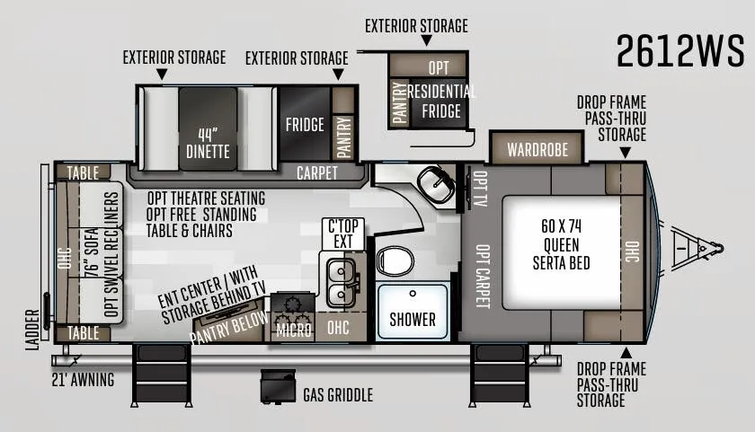 Forest River Rockwood Ultra Lite 2612WS floor plan