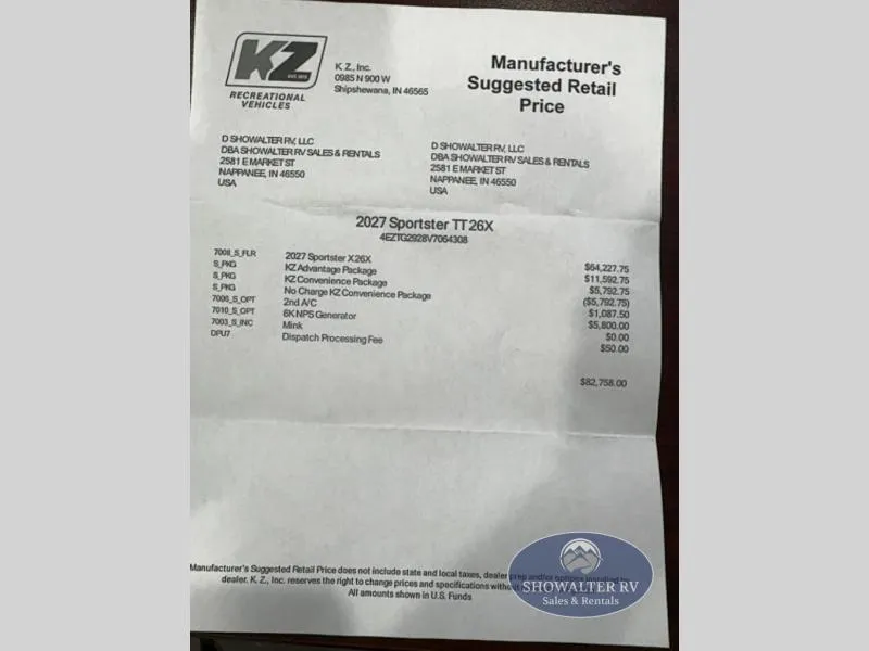 2027 KZ Sportster X 26X - Photo 2