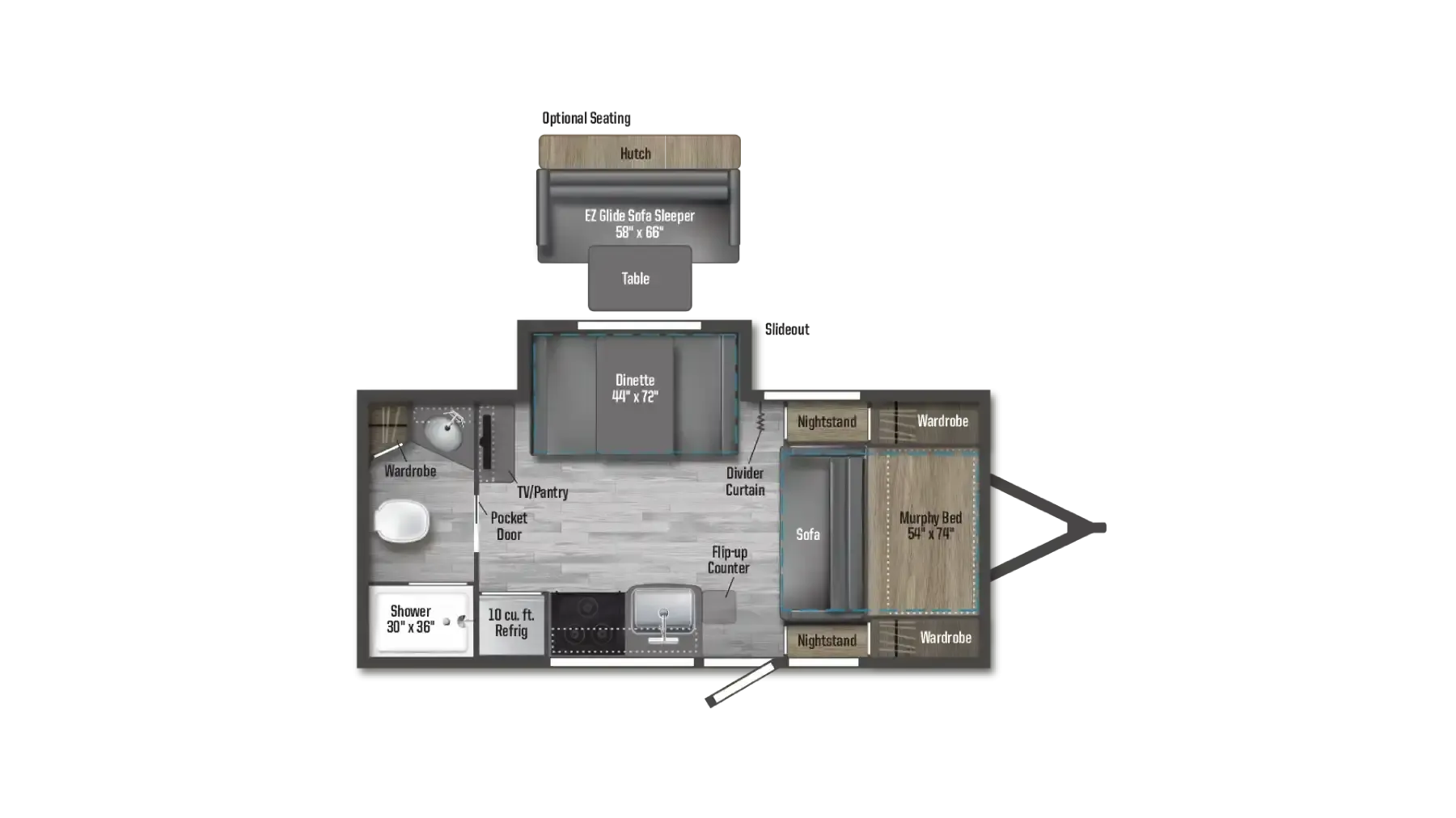 Winnebago Micro Minnie FLX 2108DS floor plan
