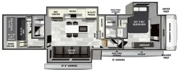 Forest River Wildcat 35CRIB floor plan