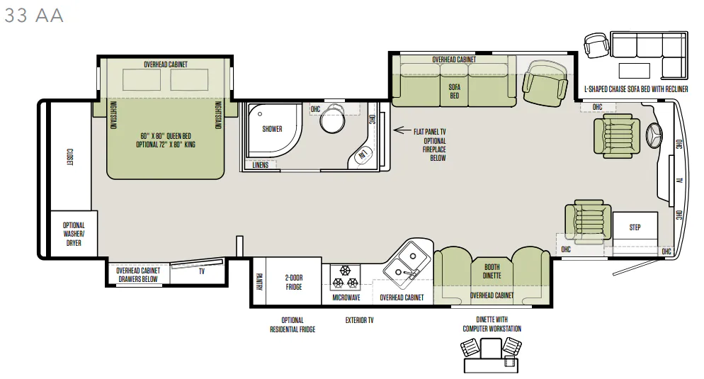 Tiffin Allegro Red 33 AA floor plan