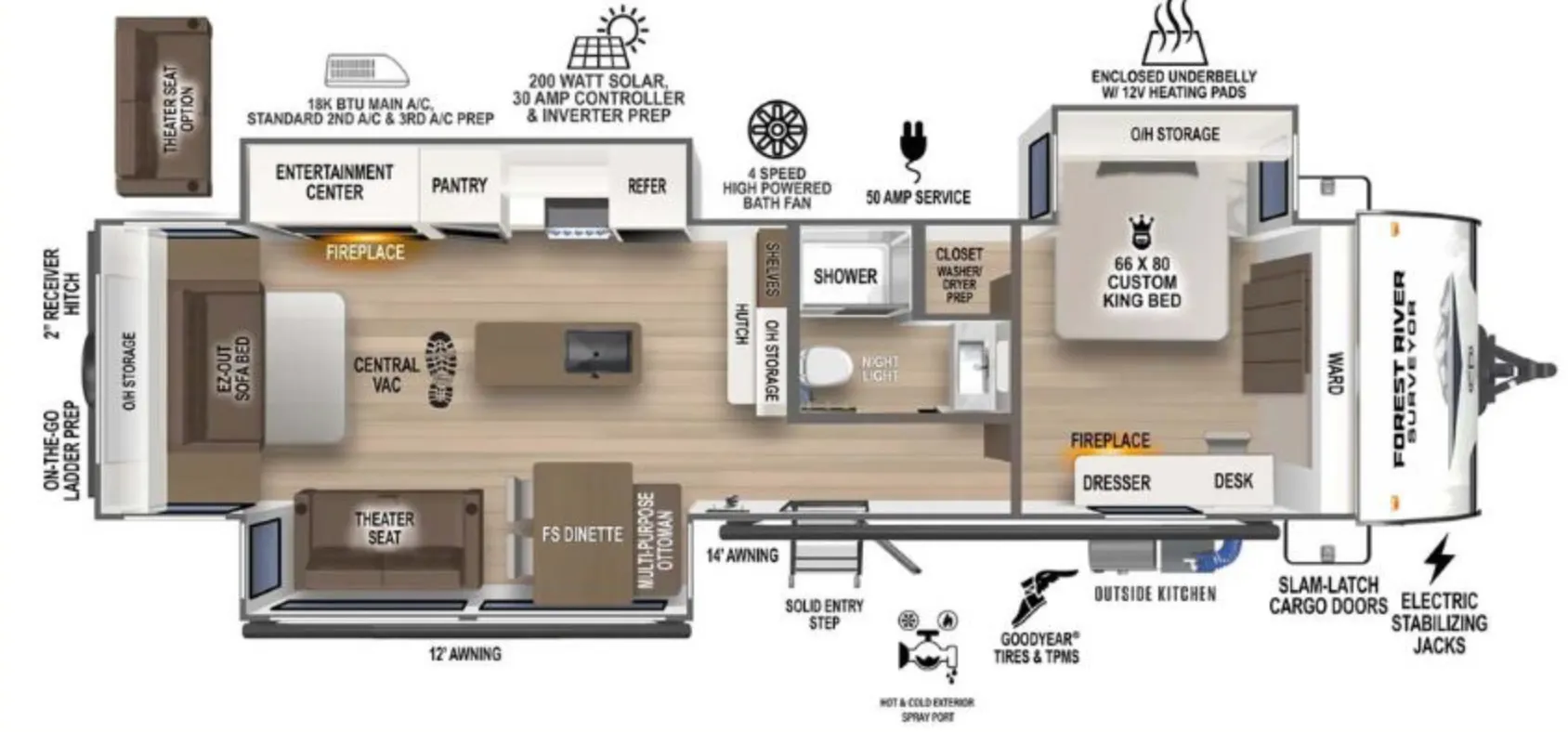 2024 Forest River Grand Surveyor 305RLBS - Floor plan