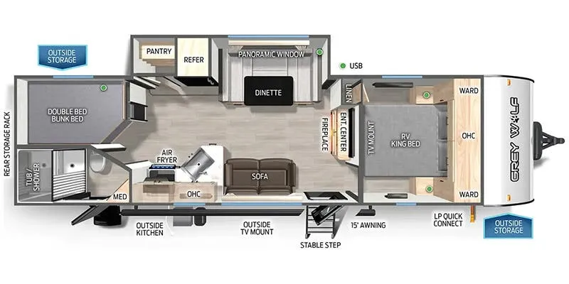 Forest River Cherokee Grey Wolf 26BRB floor plan