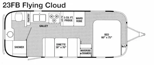 2012 Airstream Flying Cloud 23FB - Floor plan