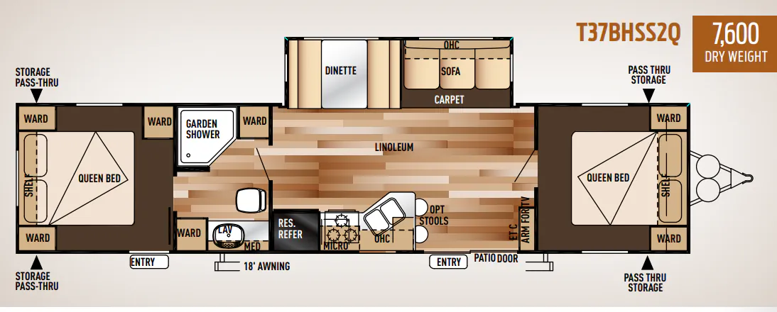Forest River Wildwood 37BHSS2Q floor plan