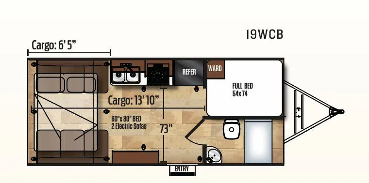 Forest River Work and Play 19WCB floor plan