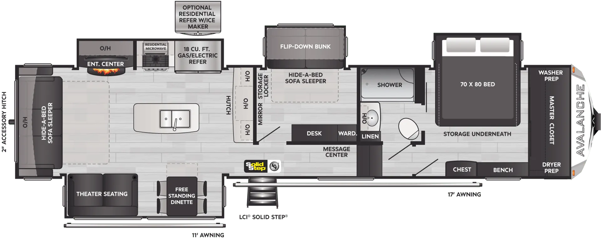 Keystone Avalanche 372MB floor plan