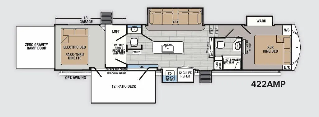 Forest River XLR Thunderbolt 422AMP floor plan