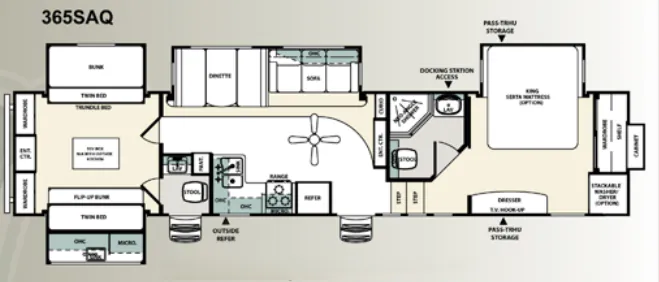Forest River Sandpiper 365SAQ floor plan