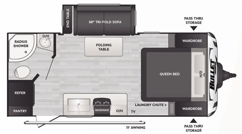 2023 Keystone Bullet Crossfire 1850RB floor plan