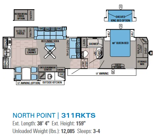 Jayco North Point 311RKTS floor plan