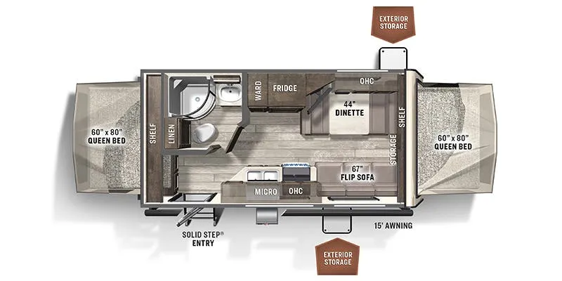2022 Forest River Rockwood Roo 19 floor plan