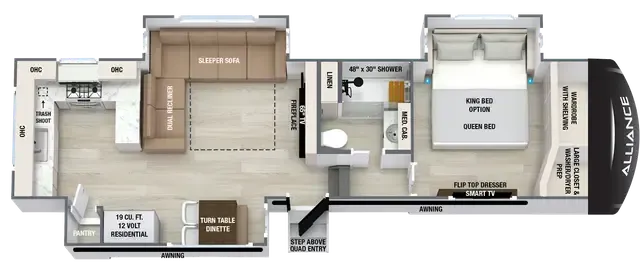 Alliance RV Paradigm 312RK floor plan