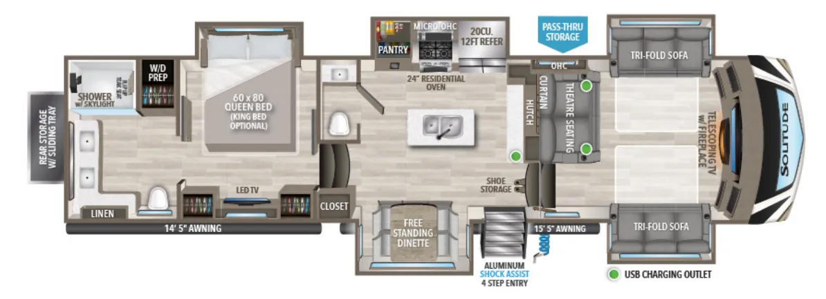 2023 Grand Design Solitude 380FL - Floor plan