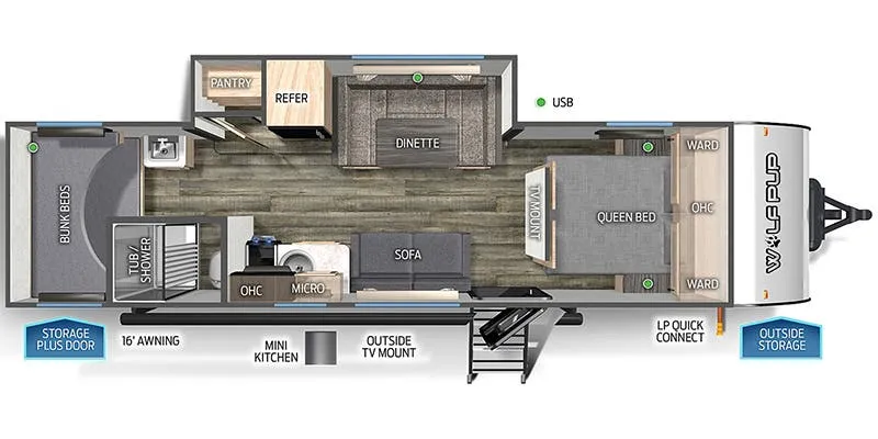 Forest River Cherokee Wolf Pup 25JBW floor plan