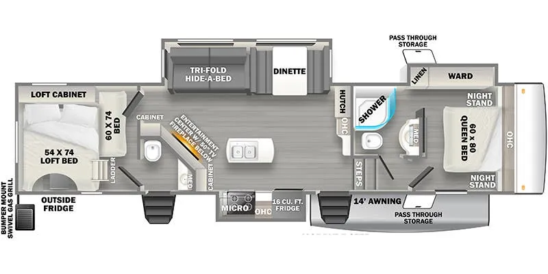 2022 Forest River Sandpiper 3440BH - Floor plan
