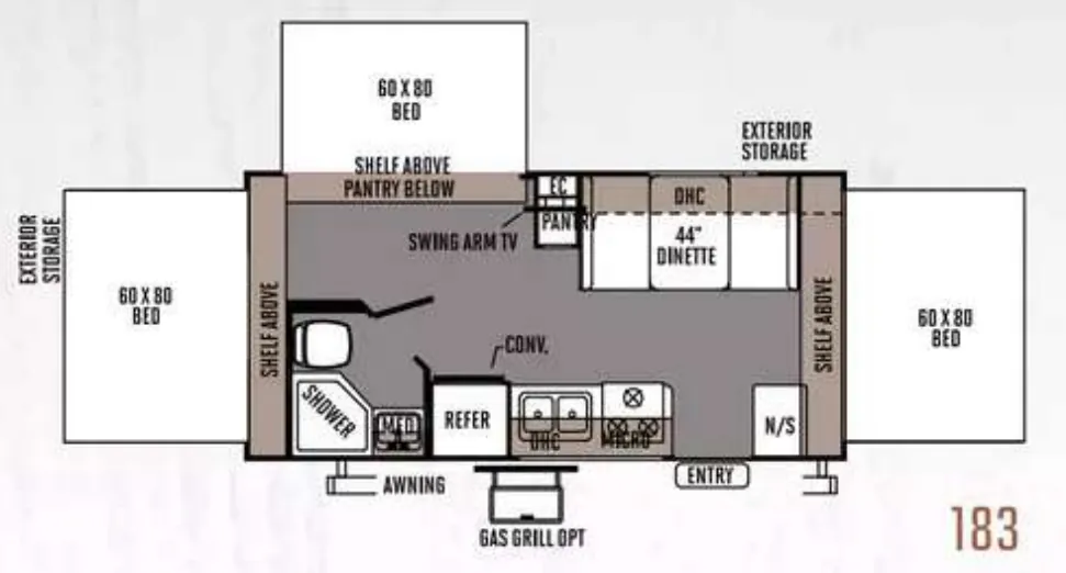 Forest River Rockwood Roo 183 floor plan