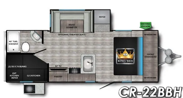 2021 CrossRoads Cruiser Aire CR22BBH - Floor plan