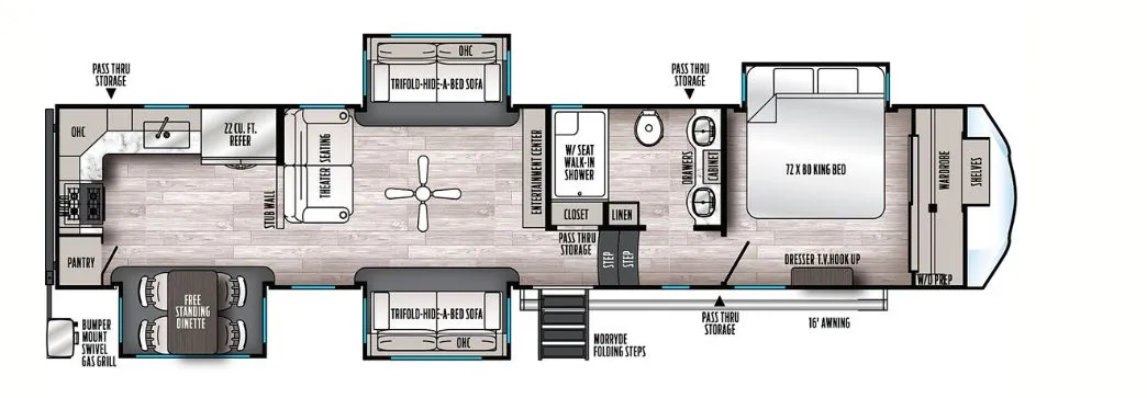 Forest River Sandpiper Luxury 39BARK floor plan