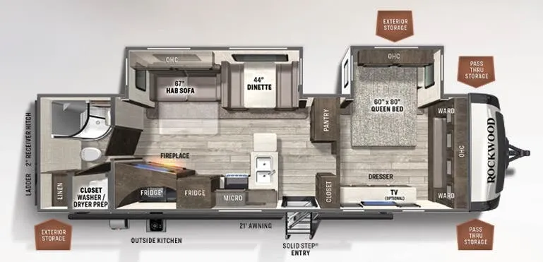 2021 Forest River Rockwood Ultra Lite 2912BS — Floor plan