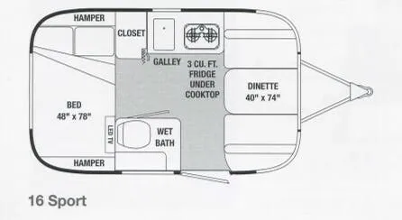 Airstream Sport 16 floor plan