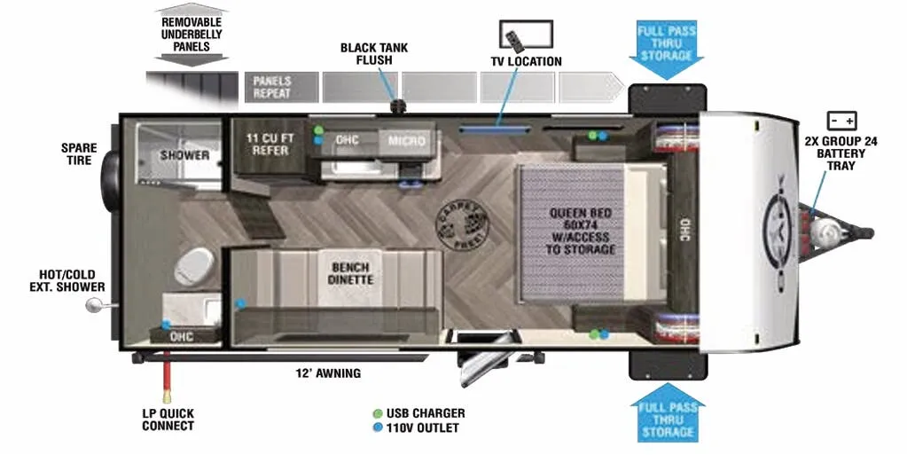 Forest River Ozark 1660FQ floor plan