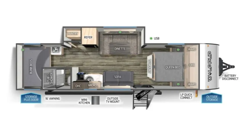 Forest River Cherokee Wolf Pup 25JBW floor plan