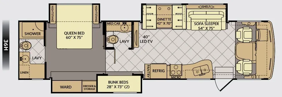Fleetwood Bounder 36H floor plan