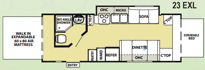Forest River Wildwood X-Lite 23EXL floor plan