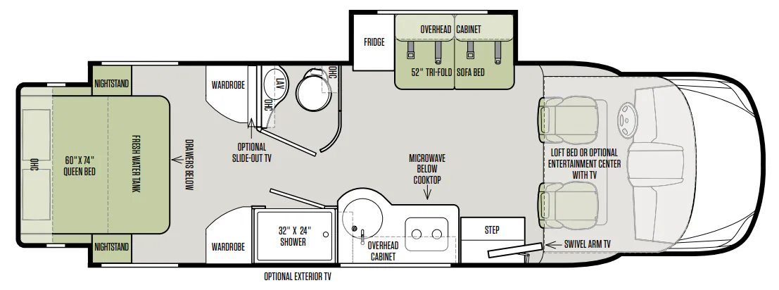 Tiffin Wayfarer 24 BW floor plan