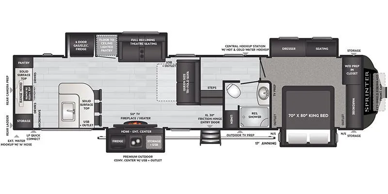 2021 Keystone Sprinter Limited 3550MLS - Floor plan