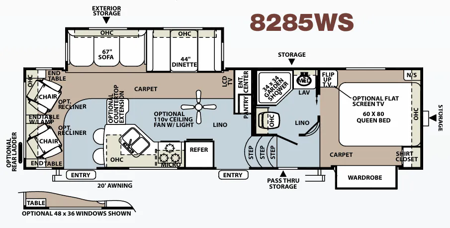 Forest River Rockwood Signature Ultra Lite 8285WS floor plan
