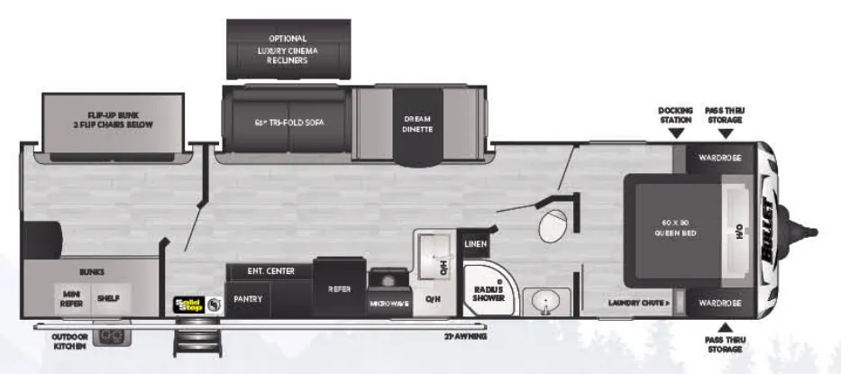 Keystone Bullet 331BHS floor plan