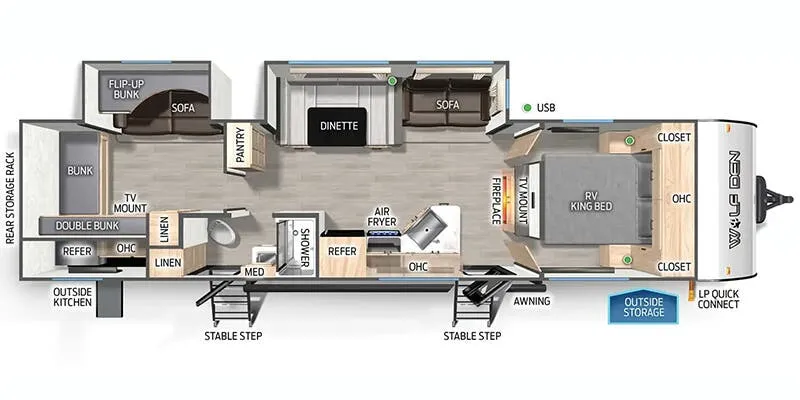 Forest River Cherokee Wolf Den 301BH floor plan