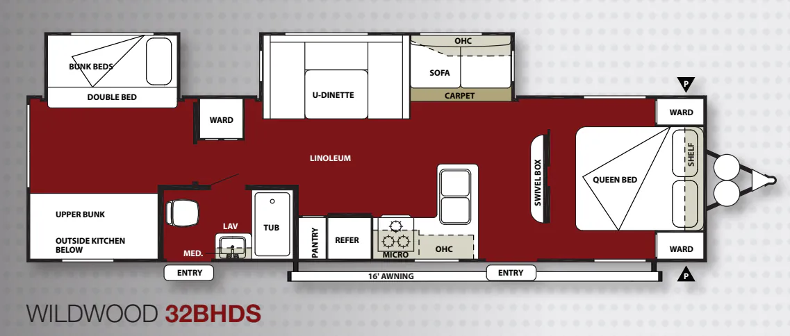 Forest River Wildwood 32BHDS floor plan