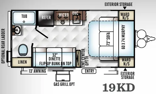 Forest River Flagstaff Micro Lite 19KD floor plan