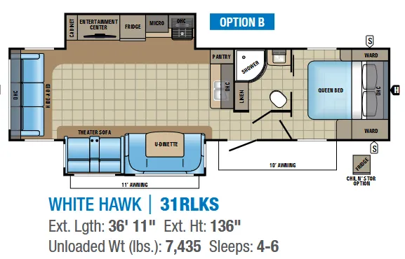 Jayco White Hawk 31RLKS floor plan