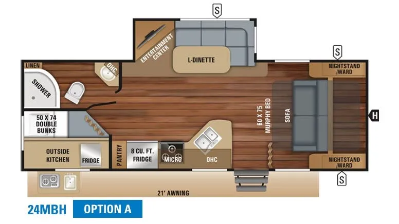 Jayco White Hawk 24MBH floor plan