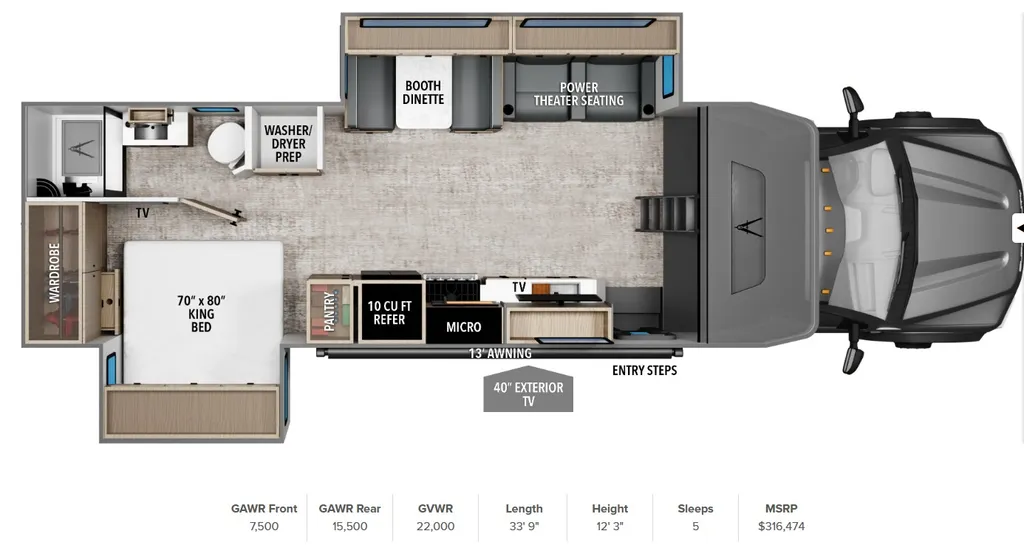 2026 Grand Design Lineage Series F 31ZW floor plan
