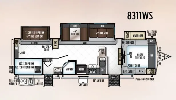 Forest River Rockwood Signature Ultra Lite 8311WS floor plan