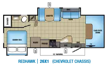 Jayco Redhawk 26X1 floor plan