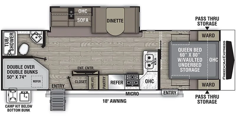 2022 Coachmen Freedom Express Ultra Lite 287BHDS floor plan