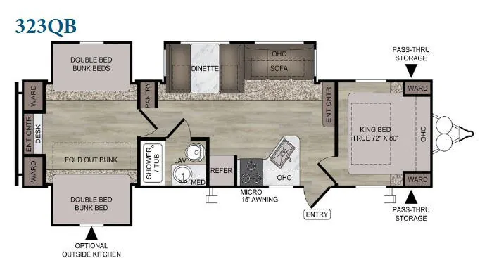 2021 East to West Della Terra 323QB - Floor plan
