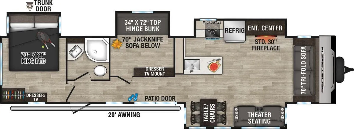 K-Z Sportsmen 364BH floor plan