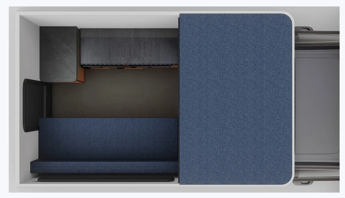 Four Wheel Camper Swift BASE ROLL OVER COUCH floor plan