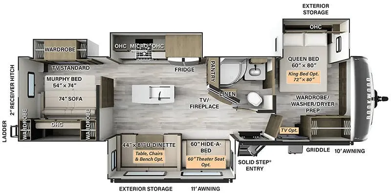 2024 Forest River Rockwood Signature 8338DB floor plan