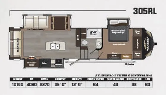 Keystone Montana High Country 305RL floor plan