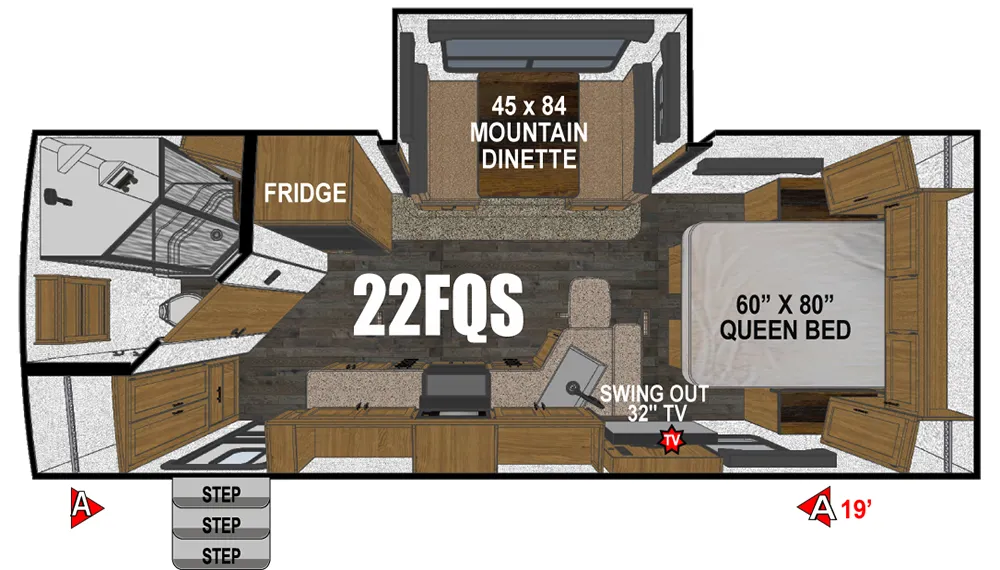 2023 Outdoors RV Timber Ridge Mountain Series 22FQS - Floor plan