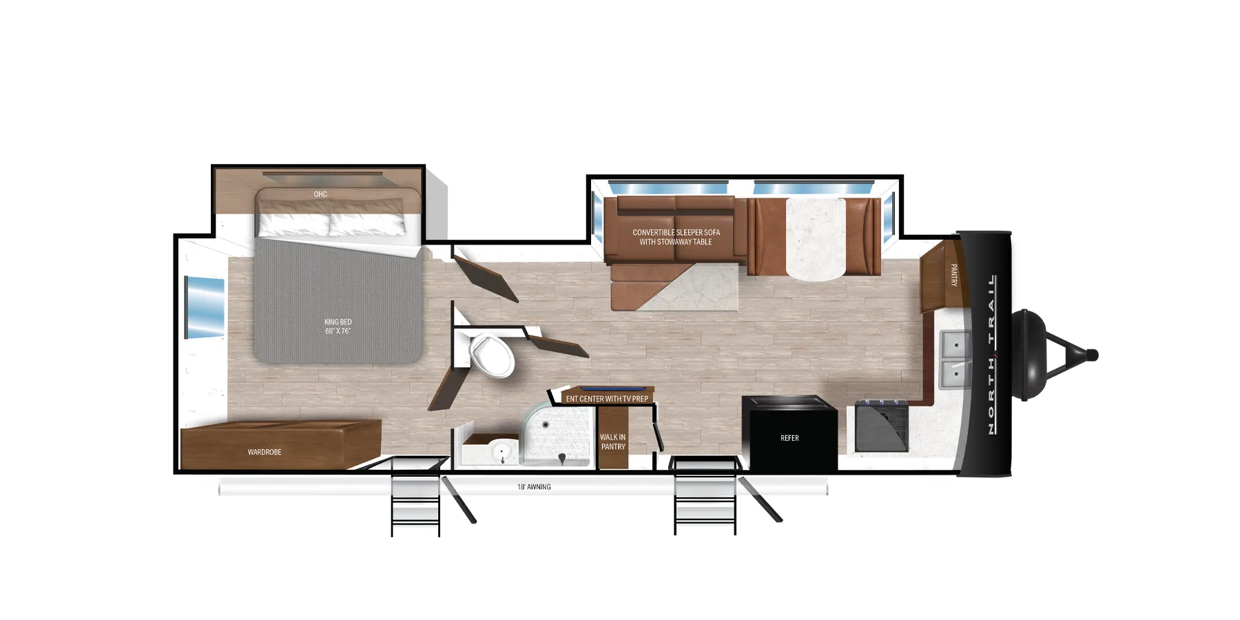 Heartland North Trail Ultra-Lite Travel Trailer 26FKDS floor plan